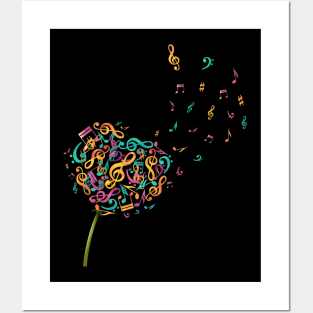 Heart Dandelion Music Notes Posters and Art